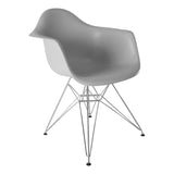 Silla Berlín Pata de Metal con Descansabrazos Gris | Gray Berlin Chair with Metalic Leg and Armrests