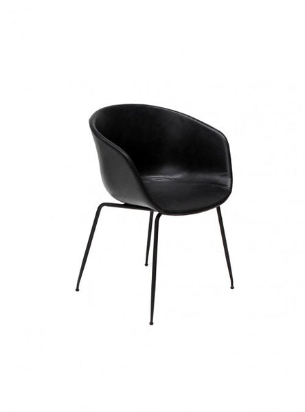 Silla Stella con Tapiz en Vinipiel Color Negro (Pata de Metal Negra) | Stella Black Chair (Black Metal Leg)