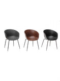 Silla Stella con Tapiz en Vinipiel Color Negro (Pata de Metal Negra) | Stella Black Chair (Black Metal Leg)