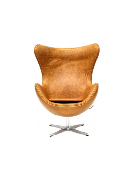 Sillón Egg en Piel Café | Brown Leather Armchair Egg