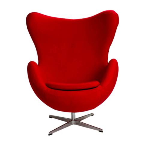 Sillón Egg en Tela Roja | Red Fabric Armchair Egg
