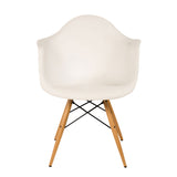 Silla Berlín Pata de Madera con Descansabrazos Blanca | White Berlin Chair with Wood Legs and Armrests