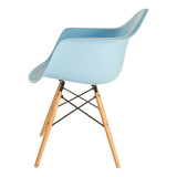 Silla Berlín Pata de Madera con Descansabrazos Azul | Blue Berlin Chair with Wood Legs and Armrests